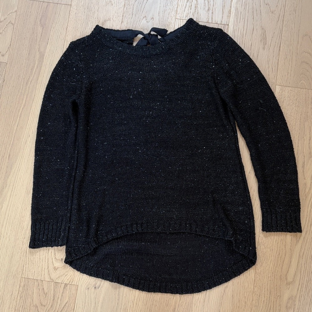 Zara Black Women's Knit Sweater with Back Tie and sequins